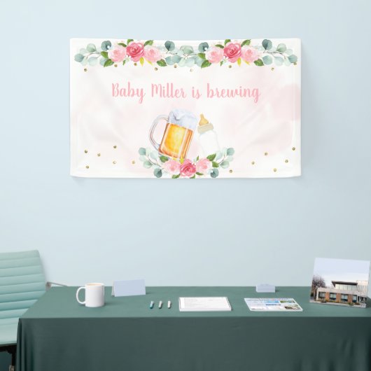 Baby is roze Baby shower Spandoek (Beurs)