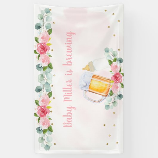 Baby is roze Baby shower Spandoek (Verticaal)