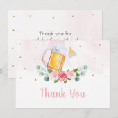 Baby is roze bietenroze dank u bedankkaart (Voorkant / Achterkant)