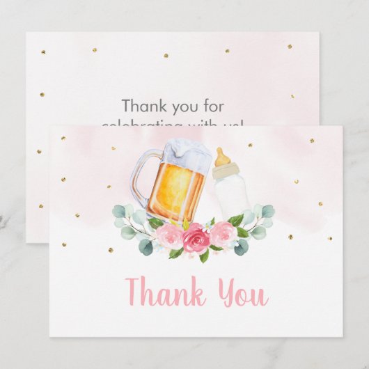 Baby is roze bietenroze dank u bedankkaart (Voorkant / Achterkant)