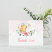 Baby is roze bietenroze dank u bedankkaart (Staand voorkant)