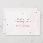 Baby is roze bietenroze dank u bedankkaart (Achterkant)