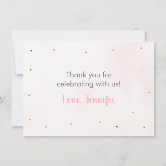 Baby is roze bietenroze dank u bedankkaart (Achterkant)