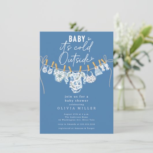 Baby It’s Cold Outside Baby Shower Invitation  Kaart (Staand voorkant)