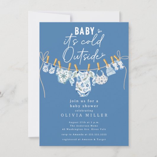 Baby It’s Cold Outside Baby Shower Invitation  Kaart (Voorkant)