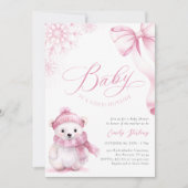 Baby It’s Cold Outside Pink Bear Baby Shower Kaart (Voorkant)