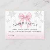 Baby It’s Cold Outside Pink Bow Diaper Raffle Visitekaartje (Voorkant)