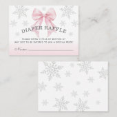 Baby It’s Cold Outside Pink Bow Diaper Raffle Visitekaartje (Voorkant / Achterkant)