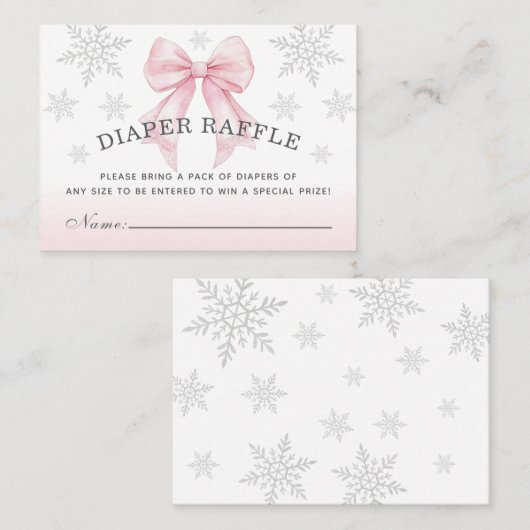 Baby It’s Cold Outside Pink Bow Diaper Raffle Visitekaartje (Voorkant / Achterkant)