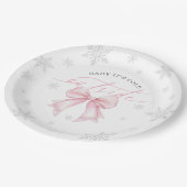 Baby It’s Cold Outside Pink Bow Winter Baby Shower Papieren Bordje (Gekanteld)