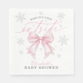 Baby It’s Cold Outside Pink Bow Winter Baby Shower Servet (Voorkant)