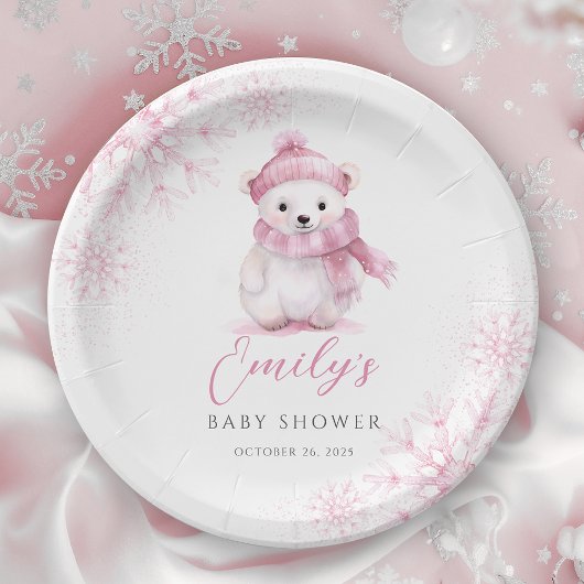 Baby It’s Cold Outside Pink Paper Plates Papieren Bordje