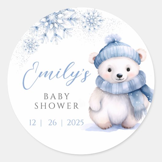 Baby It’s Cold Outside Polar Bear Ronde Sticker (Voorkant)