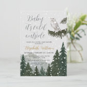 Baby It’s Cold Outside Snowy Owl Baby Shower Kaart (Staand voorkant)