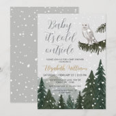 Baby It’s Cold Outside Snowy Owl Baby Shower Kaart (Voorkant / Achterkant)
