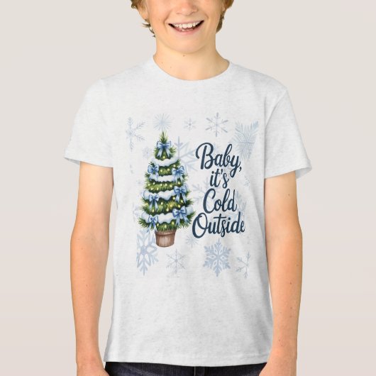 Baby, It’s Cold Outside Winter Baby Boy Shower Tri-Blend Shirt (Voorkant)