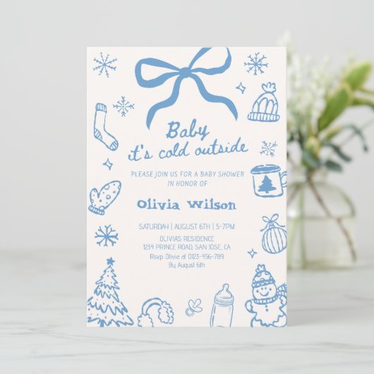Baby It’s Cold Outside Winter Baby Shower Party Kaart (Staand voorkant)