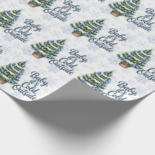 Baby, It’s Cold Outside Winter Boy Baby Shower Cadeaupapier (Hoek)
