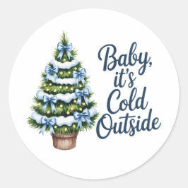 Baby, It’s Cold Outside Winter Boy Baby Shower Ronde Sticker