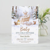 Baby It’s Cold Outside Winter Woodland Baby Shower Kaart (Staand voorkant)
