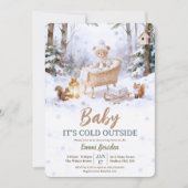 Baby It’s Cold Outside Winter Woodland Baby Shower Kaart (Voorkant)