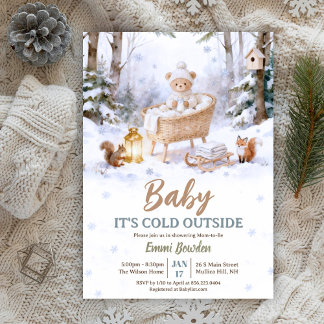 Baby It’s Cold Outside Winter Woodland Baby Shower Kaart
