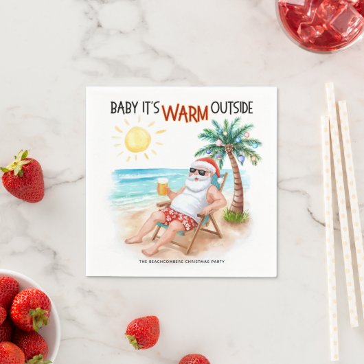 Baby It’s Warm Outside Tropical Christmas Santa Servet (Insitu)