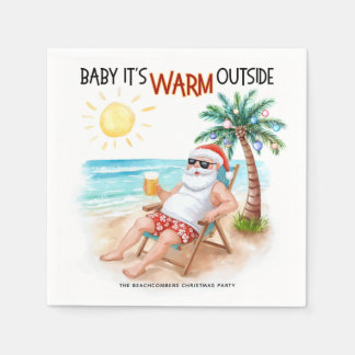 Baby It’s Warm Outside Tropical Christmas Santa Servet