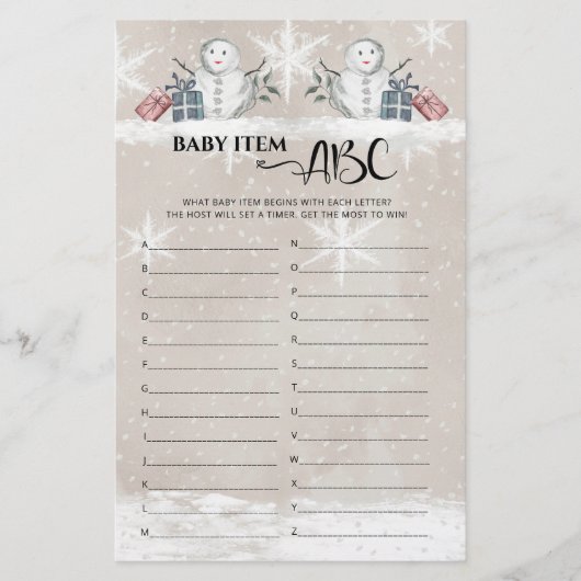 Baby Item ABC Snowman Baby shower (Voorkant)