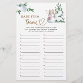 Baby Item Game Winter Baby shower Spel. (Voorkant)