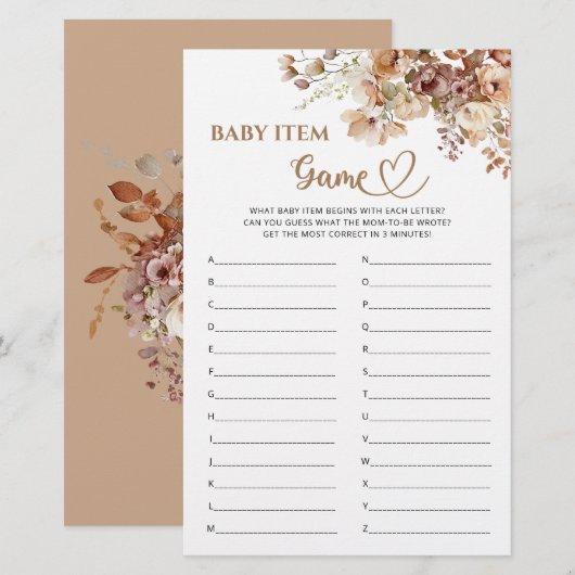 Baby Item Spel Baby in Bloom Baby shower (Voorkant / Achterkant)