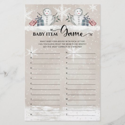 Baby Item Spel Sneeuwman Baby shower (Voorkant)