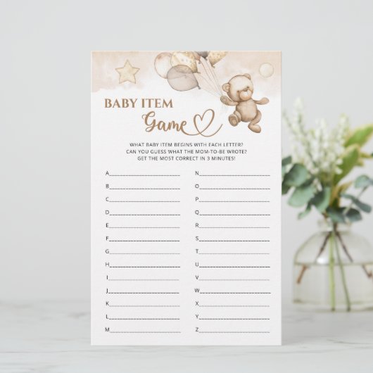 Baby Item Spel Teddy Bear Baby shower (Staand voorkant)