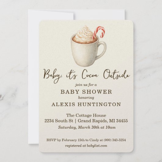 Baby, it's Cocoa Outside Baby Shower Invitation Kaart (Voorkant)