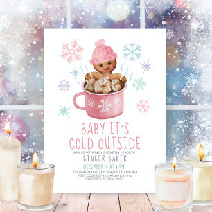 Baby It's Cold Cookies & Cocoa Meisje Baby Shower Kaart