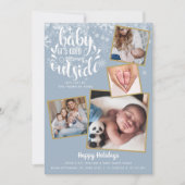 Baby It's Cold Outside 4 Foto Vakantie Jongen Gebo Aankondiging (Voorkant)