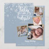 Baby It's Cold Outside 4 Foto Vakantie Jongen Gebo Aankondiging (Voorkant / Achterkant)
