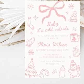 Baby It's Cold Outside Baby Shower Feestje Kaart