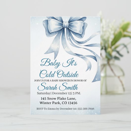 Baby It's Cold Outside Baby Shower Invitation Kaart (Staand voorkant)