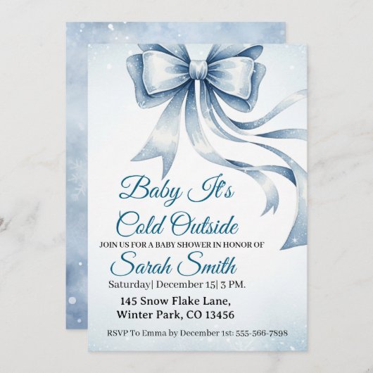 Baby It's Cold Outside Baby Shower Invitation Kaart (Voorkant / Achterkant)