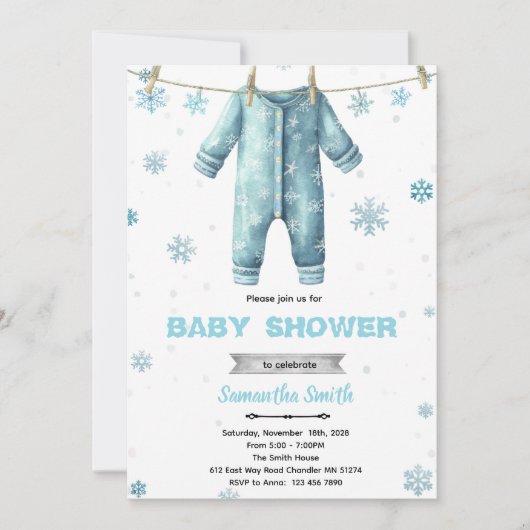 Baby Its Cold Outside Baby Shower Invitation Kaart (Voorkant)