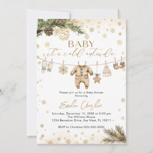 Baby it's Cold Outside Baby Shower Kaart (Voorkant)