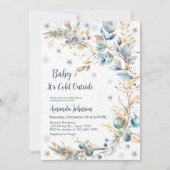 Baby It's Cold Outside Baby Shower Navy Gold Kaart (Voorkant)