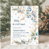 Baby It's Cold Outside Baby Shower Navy Gold Kaart