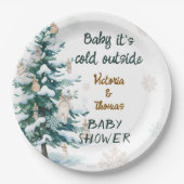 Baby It's Cold Outside Baby Shower  Papieren Bordje (Voorkant)