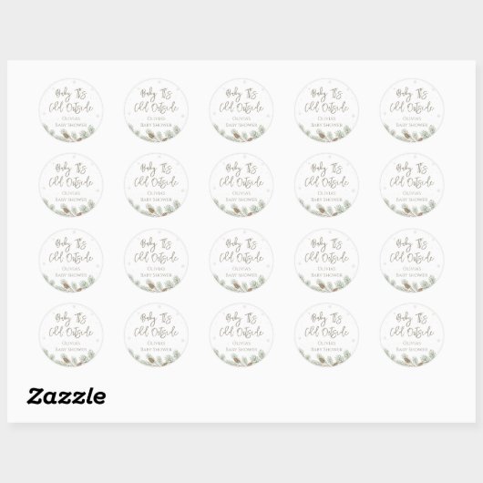 Baby It's Cold Outside Baby Shower Ronde Sticker (Vel)