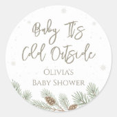 Baby It's Cold Outside Baby Shower Ronde Sticker (Voorkant)
