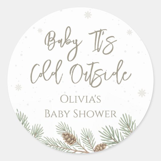 Baby It's Cold Outside Baby Shower Ronde Sticker (Voorkant)