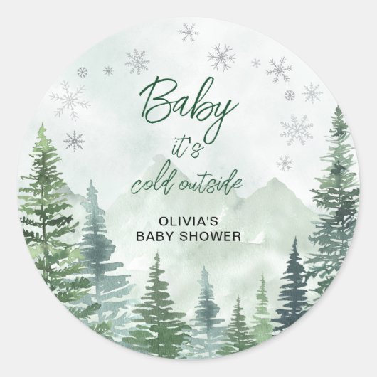 Baby it's Cold Outside Baby Shower Ronde Sticker (Voorkant)