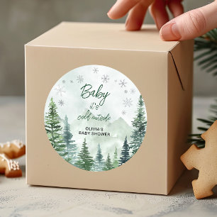 Baby it's Cold Outside Baby Shower Ronde Sticker